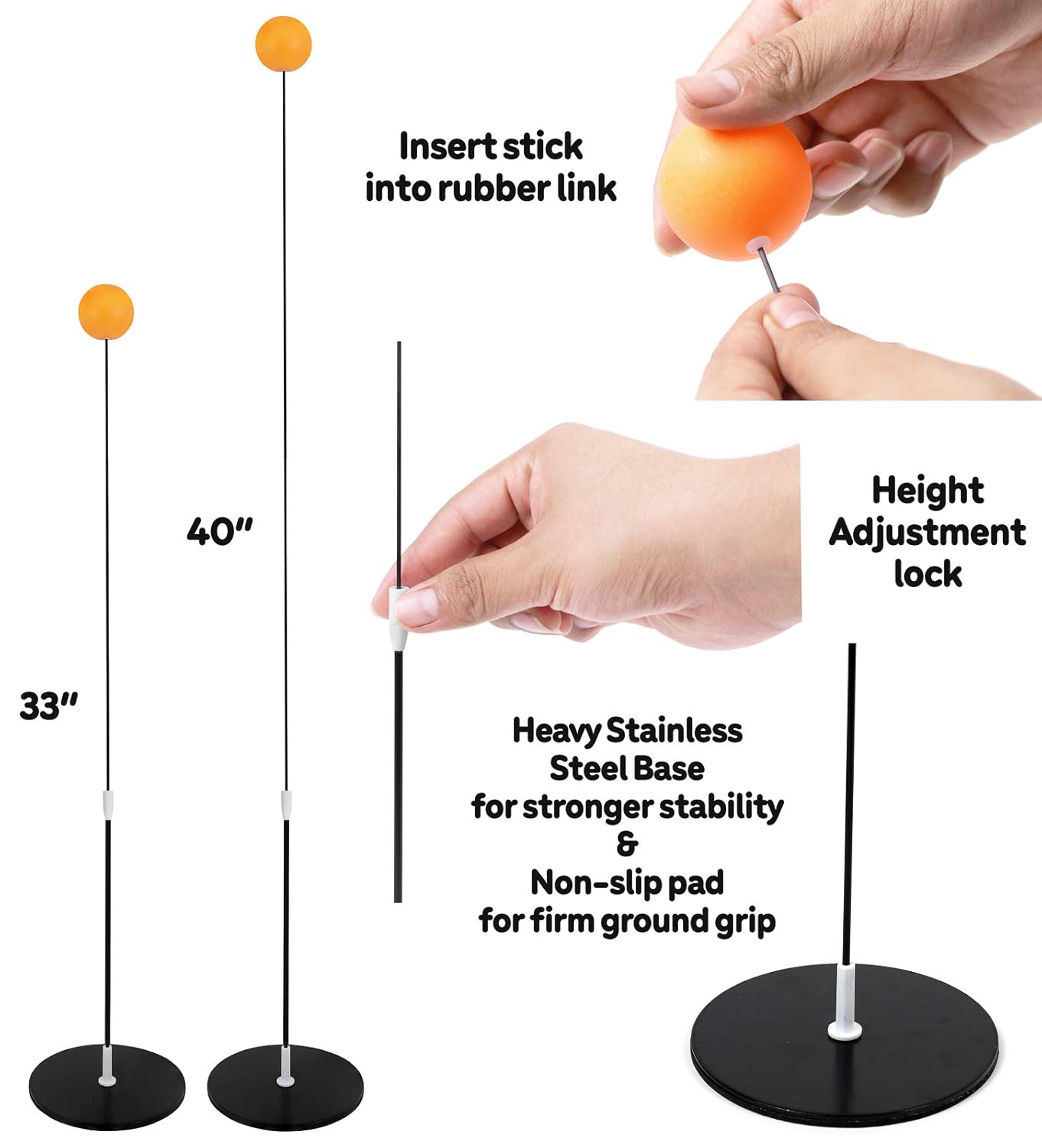 Indoor Sports Table Tennis Trainer Kit for Kids & Adults